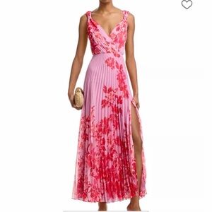 Aqua Pink and Red Floral Maxi Dress
